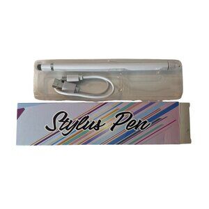 Rechargeable White Stylus Pen With USB Charging Cable For Touchscreen Devices
